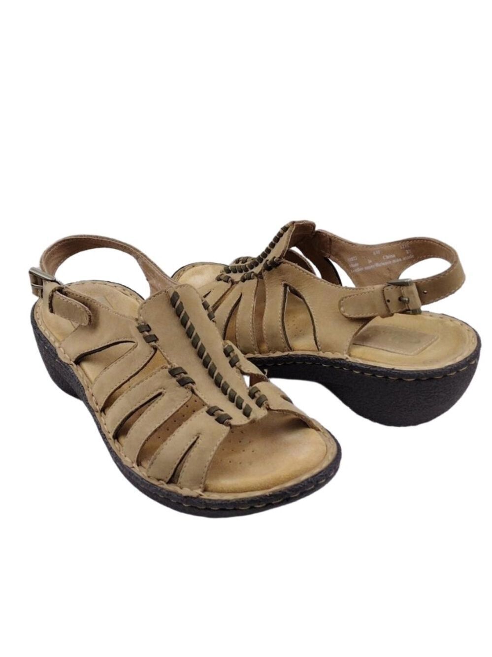 Clarks Artisan Active Air Tan Suede Leather  Open Toe Wedge Slingback Sandal